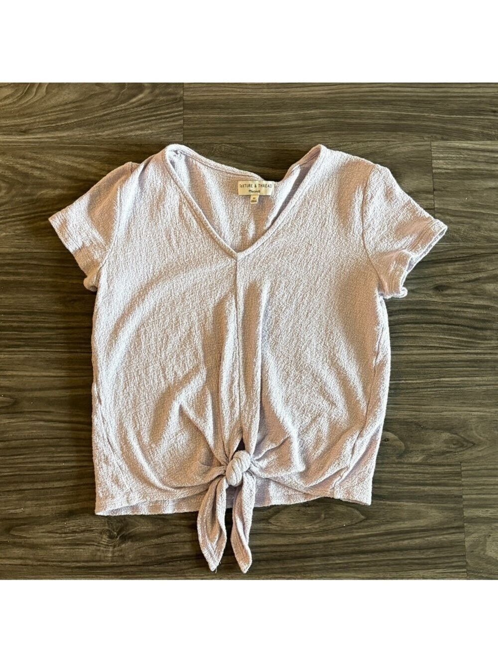 Madewell Short Sleeve Tie-Front Top - Soft Lavender 100% Cotton - Picture 2 of 6